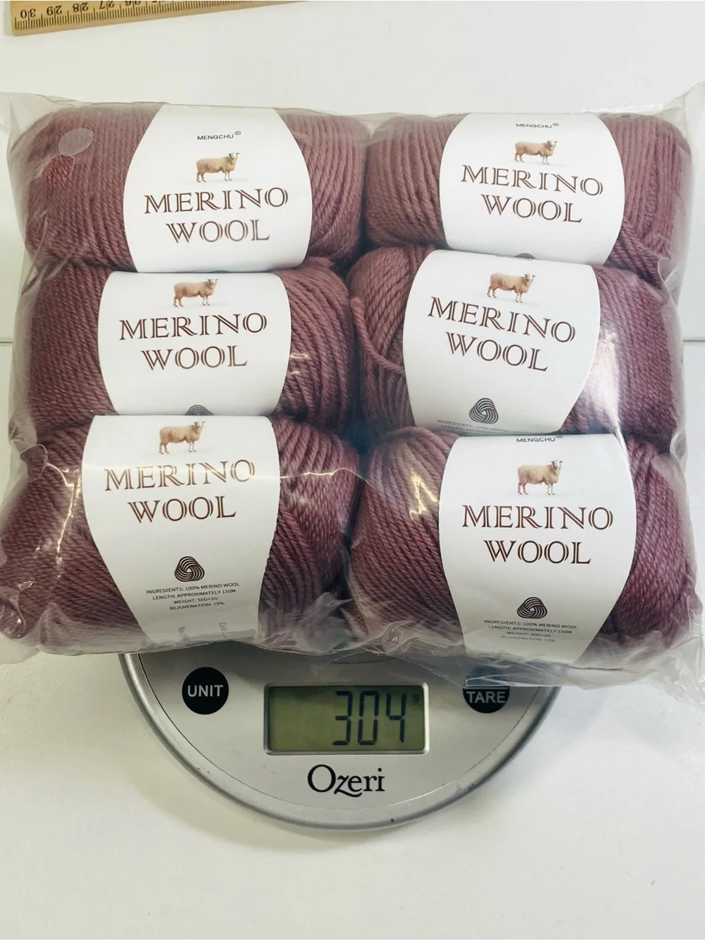 6 NWT ~300g total Mengchu 100% Merino Wool Yarn color: Dried Roses Pink